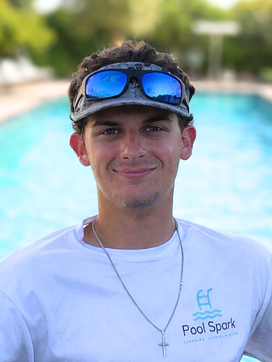 Mason Batchelor, owner of Pool Spark, providing pool service in Sugar Land TX